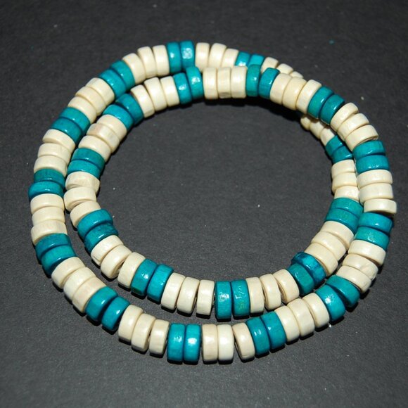 Wood Necklace,Mens Necklace,Wooden Men Necklace,Surfer Necklace,Wood Beaded - Picture 3 of 3